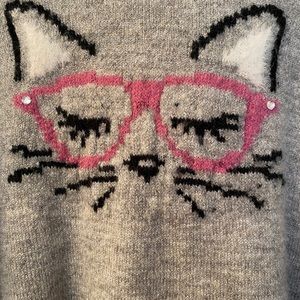 Gray Sweater with Cat Face